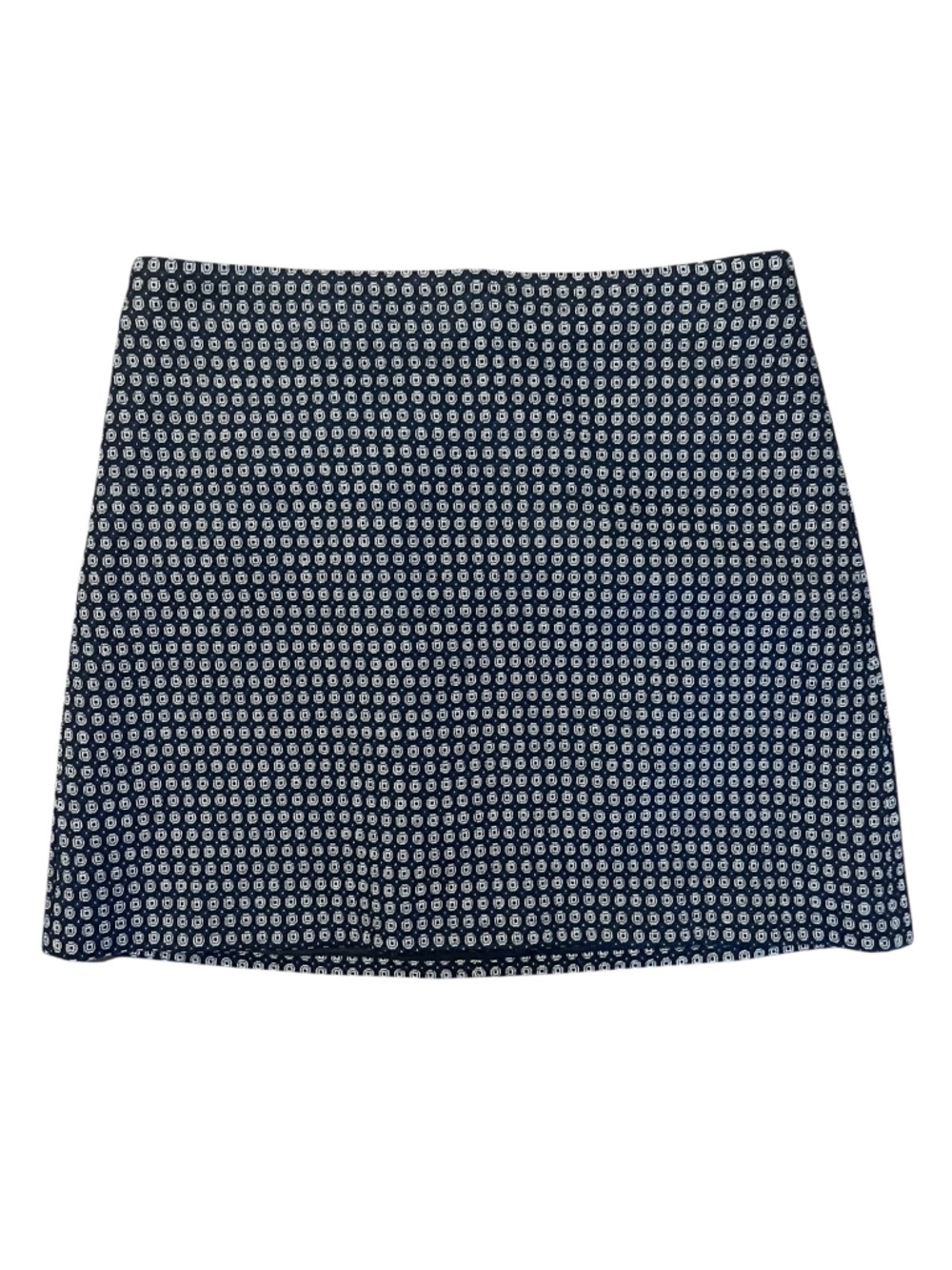 Theory Wool Academia Business Casual High Rise Patterned Navy Office Mini Skirt